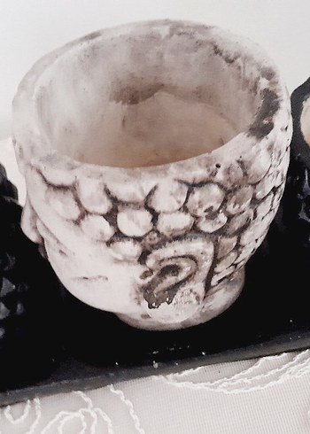 Beden gri Renk Gri Buddha Tasarımlı Mumluk Seti