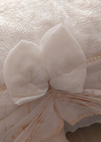 Vintage İşlemeli Beyaz Parlak Yatak Örtüsü - Görsel 7