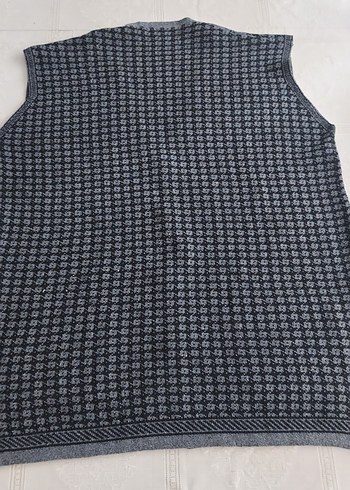 Gri V Yaka Örgü Kadın Yelek - Görsel 2