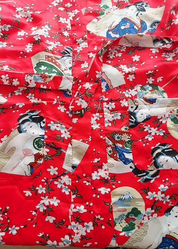 Renkli Baskılı Uzun Kadın Kimono - Görsel 6