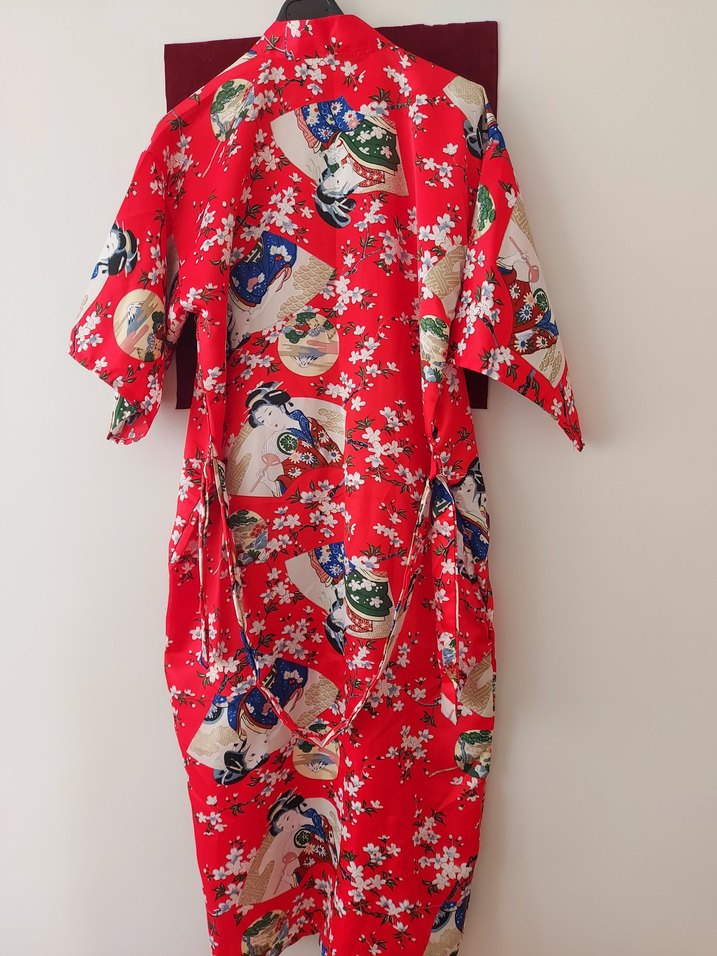 Renkli Baskılı Uzun Kadın Kimono - Görsel 4