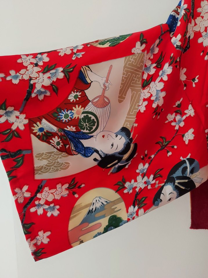 Renkli Baskılı Uzun Kadın Kimono - Görsel 3