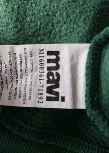 Yeşil Kapüşonlu Mavi Baskılı Sweatshirt - Görsel 5