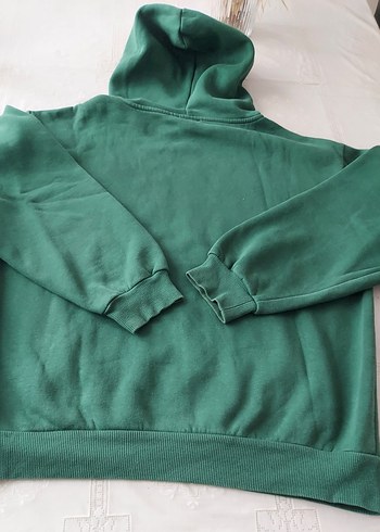 Yeşil Kapüşonlu Mavi Baskılı Sweatshirt - Görsel 3