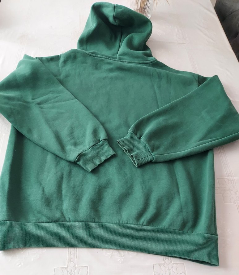 Yeşil Kapüşonlu Mavi Baskılı Sweatshirt - Görsel 3