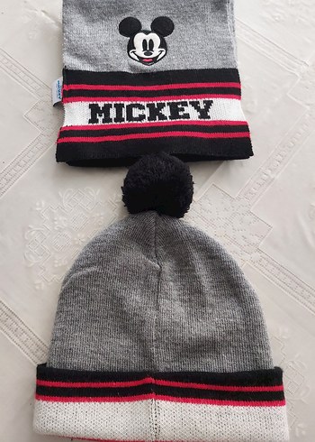 Gri Örgü Mickey Mouse Erkek Bere - Görsel 4