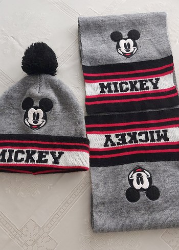 Gri Örgü Mickey Mouse Erkek Bere - Görsel 2