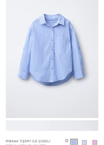 H&M Mavi Çizgili Pamuklu Kadın Gömlek