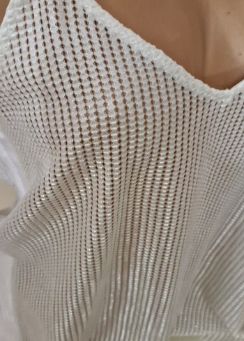 Massimo Dutti Dantel Detaylı Beyaz i İp Askılı Bluz