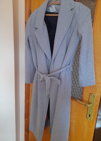 Gri Uzun Yün Hamile Kabanı - Görsel 3