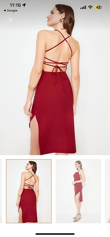 Trendyolmilla Bordo Gece Elbisesi
