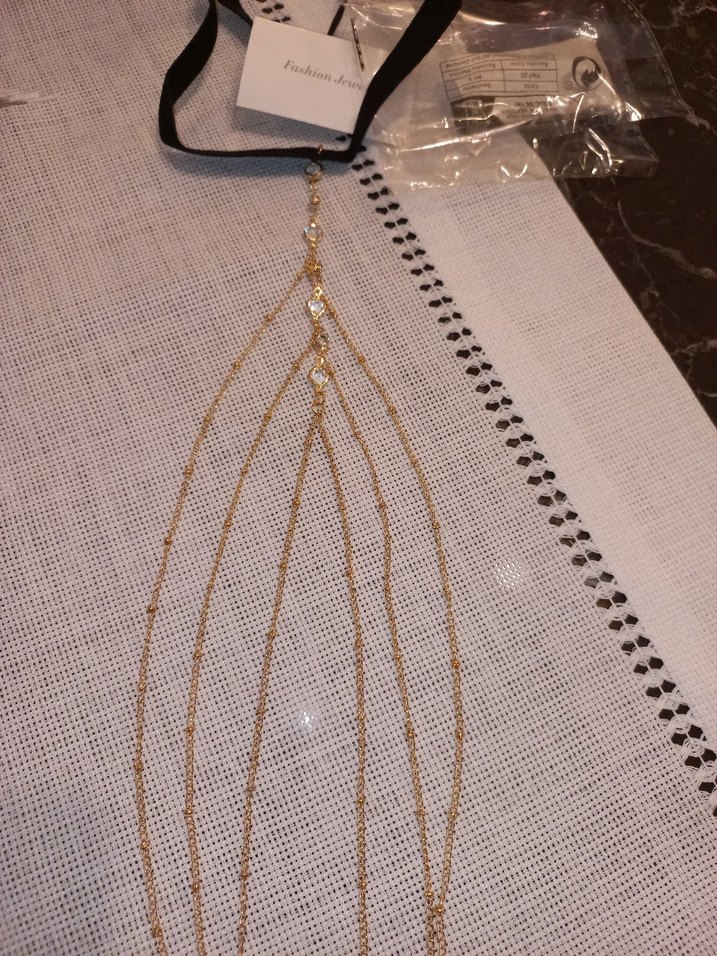 Gri Zincir ve taşlı  Vücut Zinciri - Görsel 4