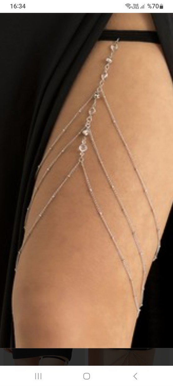 Gri Zincir ve taşlı  Vücut Zinciri - Görsel 2