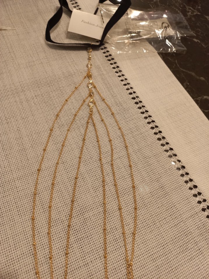 Gri Zincir ve taşlı  Vücut Zinciri - Görsel 3