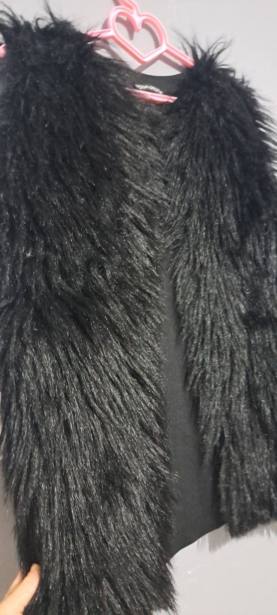 Siyah Kürklü Kadın Midi Yelek - Görsel 4