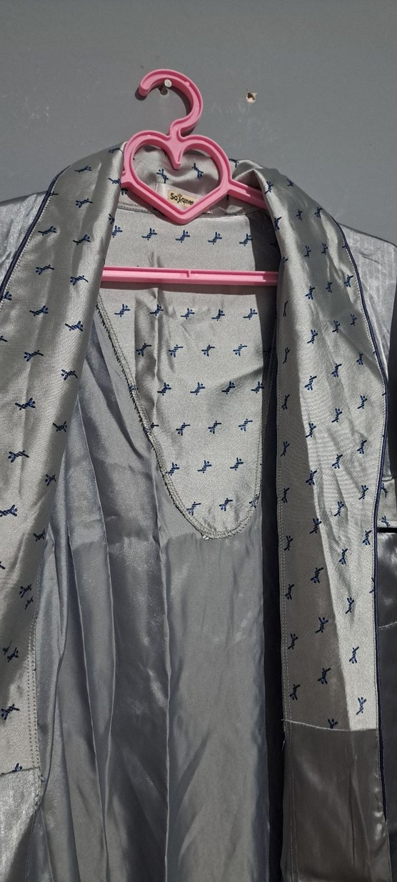 Gri Erkek Uzun Kollu Düğmeli Pijama takımı - Görsel 2