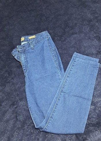 Diğer Düğmeli Mavi Kadın Denim Pantolon