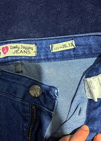 26 Beden Düğmeli Mavi Kadın Denim Pantolon