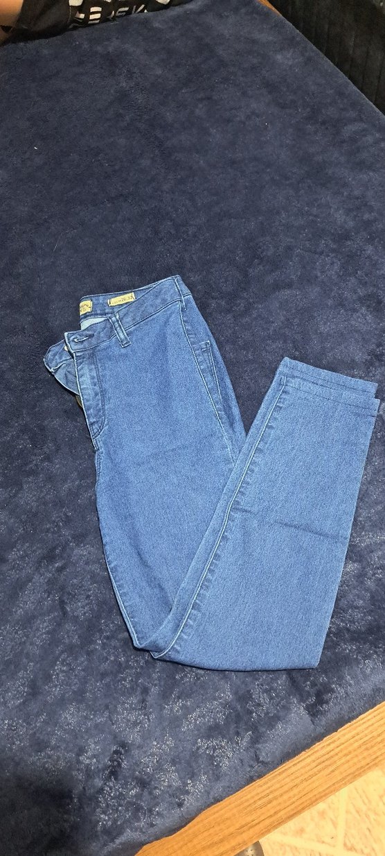 Düğmeli Mavi Kadın Denim Pantolon - Görsel 2