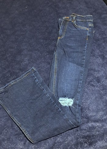 Kadın Lacivert Regular Fit Midi Kot Pantolon