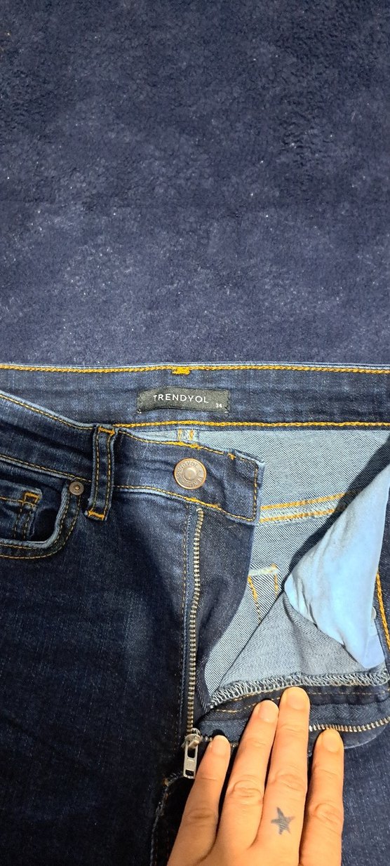 Kadın Lacivert Regular Fit Midi Kot Pantolon - Görsel 3