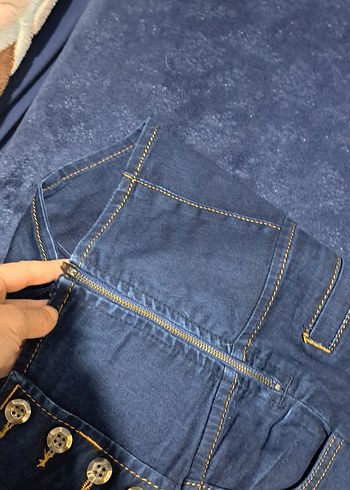 Düğmeli Lacivert Kadın Slim Fit Midi Jean - Görsel 5