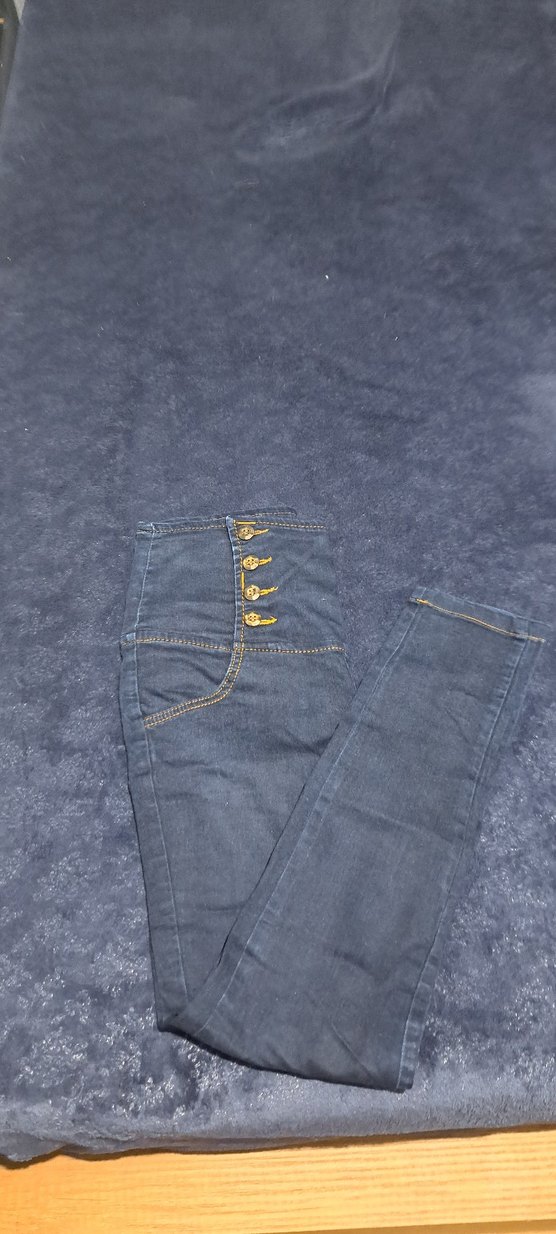 Düğmeli Lacivert Kadın Slim Fit Midi Jean - Görsel 2