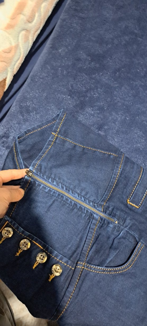 Düğmeli Lacivert Kadın Slim Fit Midi Jean - Görsel 5