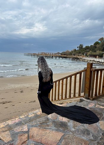 Uzun Siyah Kadın Elbise - Görsel 2