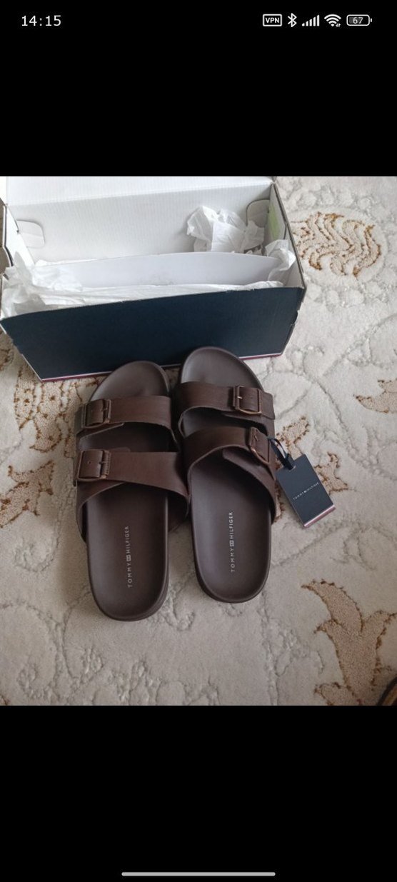 Tommy Hilfiger Erkek terlik hakiki deri - Görsel 3