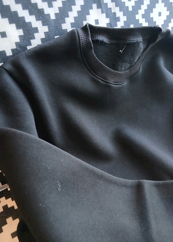 Siyah Kadın Bisiklet Yaka Sweatshirt
