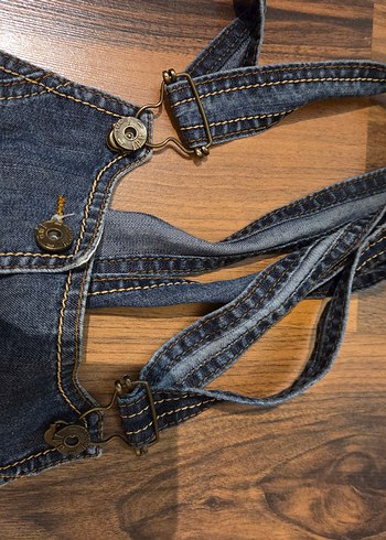 Kadın Koyu Mavi Denim Kısa Tulum - Görsel 8