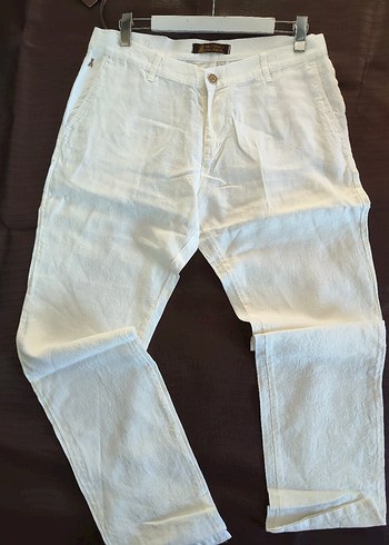 krem Keten Erkek Pantolon Regular Fit