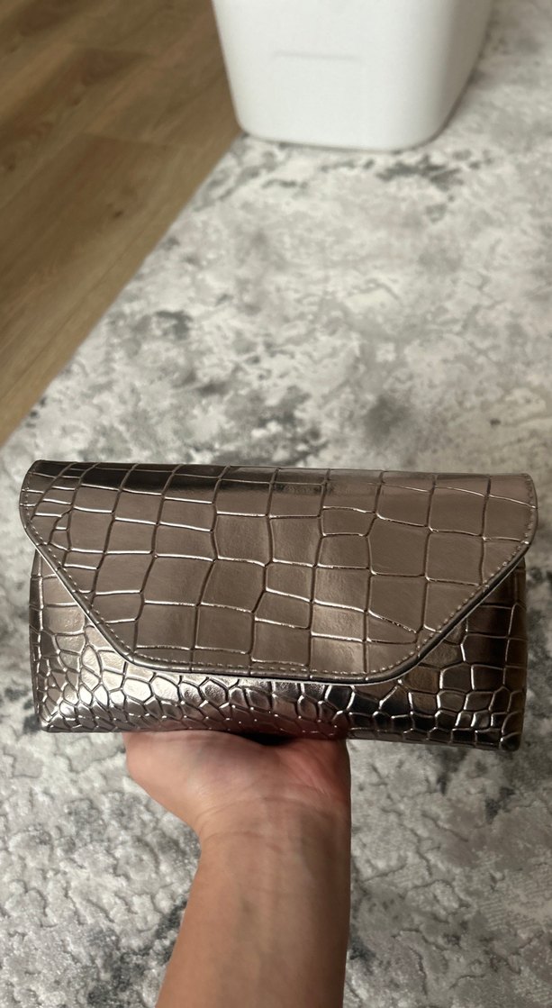 Kahverengi Gri Yılan Desenli Deri Kadın Portföy Çanta - Görsel 2