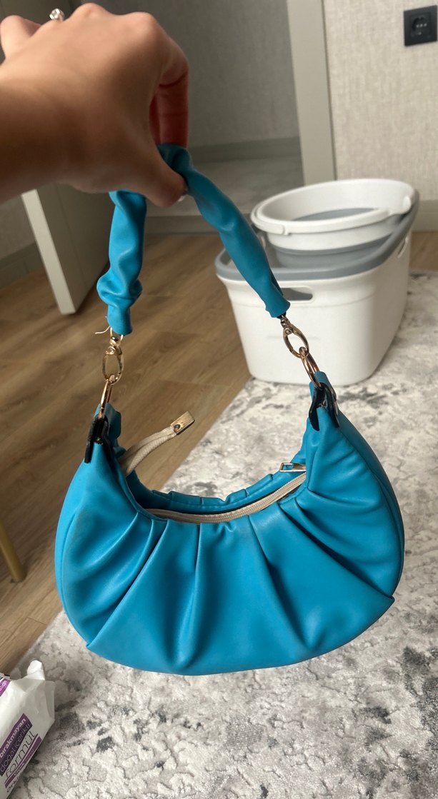 Parlak Turkuaz Deri Kadın Çanta - Görsel 2