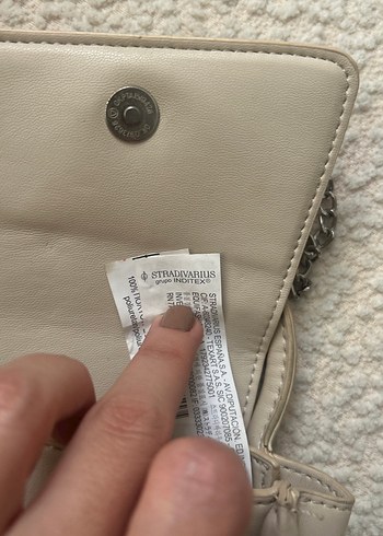 Zincir Detaylı Bej Deri Kadın Çanta - Görsel 3