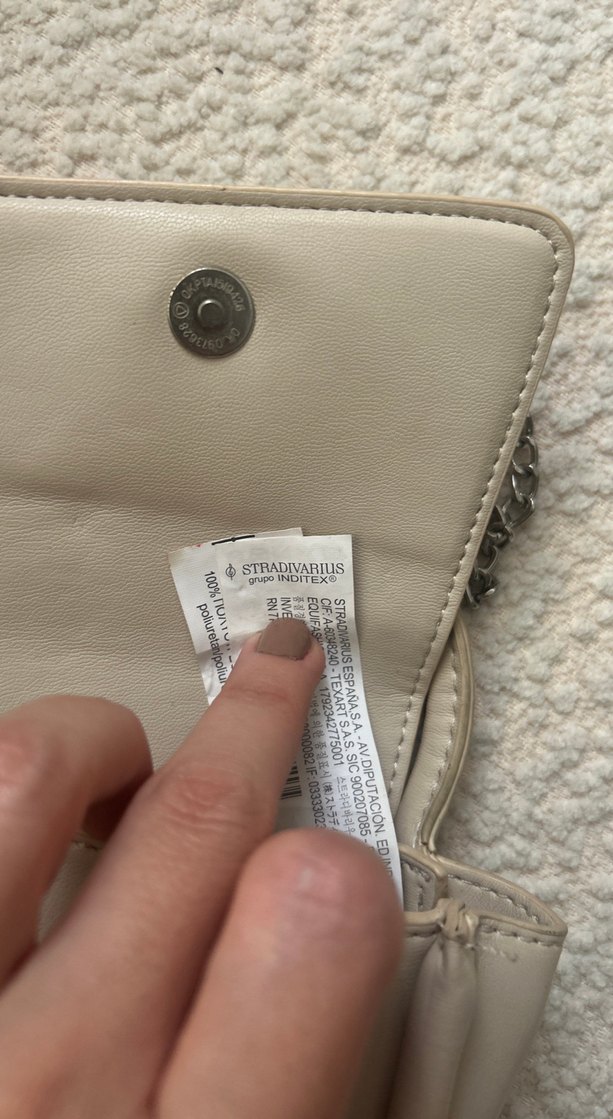 Zincir Detaylı Bej Deri Kadın Çanta - Görsel 3