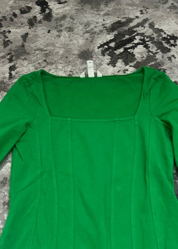 Yeşil Kadın Uzun Kollu Fit Bluz - Görsel 2