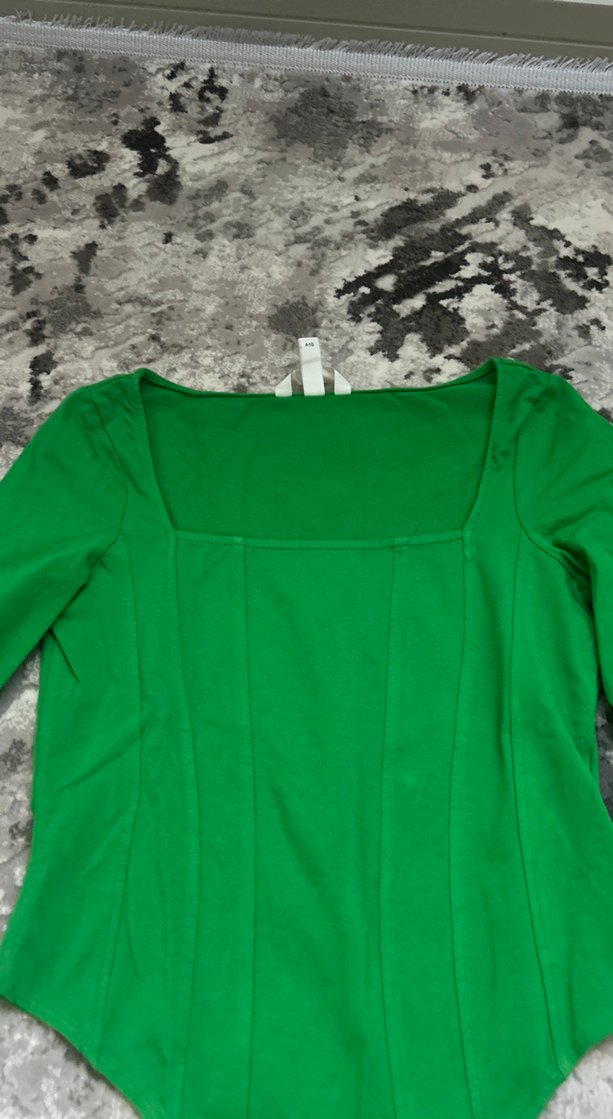 Yeşil Kadın Uzun Kollu Fit Bluz - Görsel 2