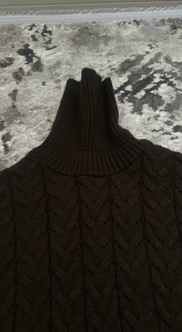 Kadın Kahverengi Boğazlı Triko Süveter - Görsel 3