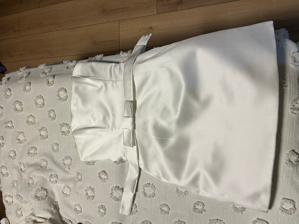 Beyaz Straplez Mini Gelinlik - Görsel 3