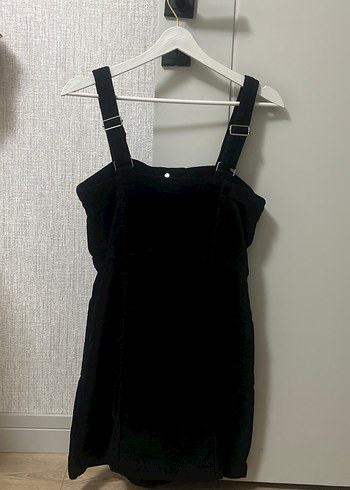 Siyah Düğmeli Midi Süet Elbise - Görsel 3