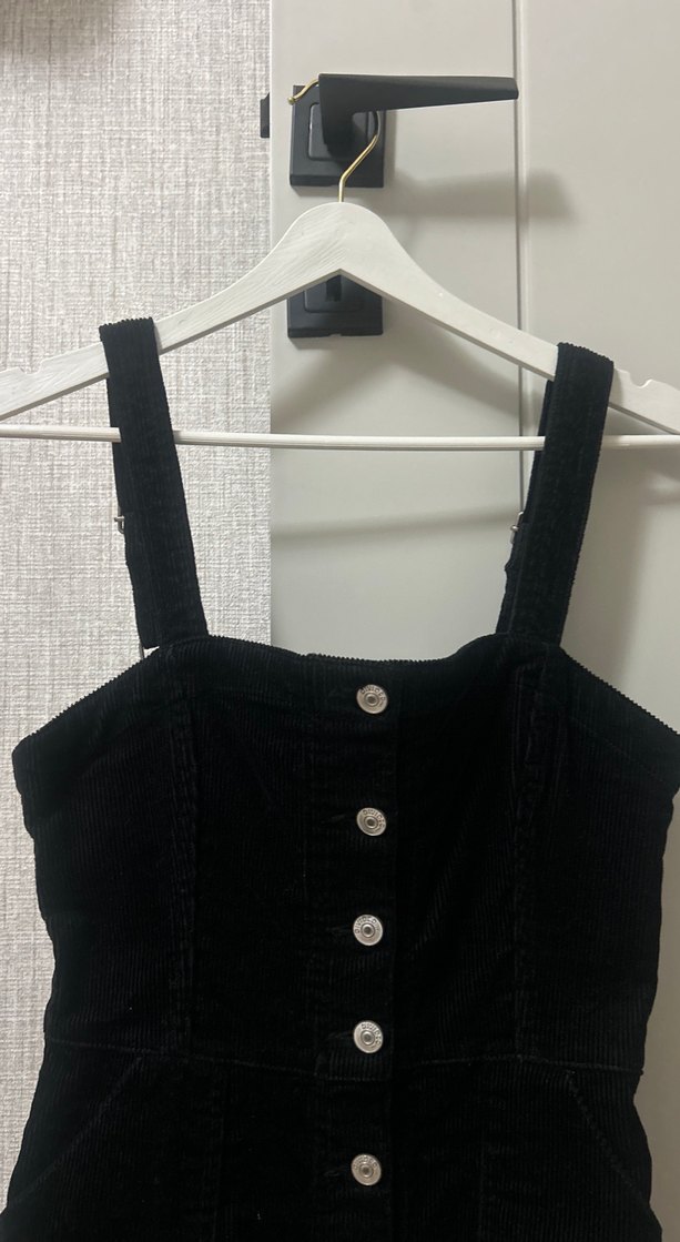 Siyah Düğmeli Midi Süet Elbise - Görsel 2