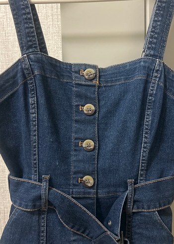 Lacivert Kot Midi Elbise - Görsel 2