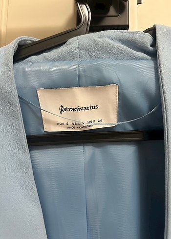 Düğmeli Mavi Kadın Mini Blazer - Görsel 3