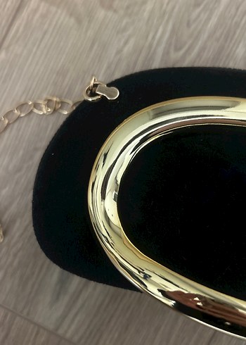 Zincir Detaylı Siyah Süet Yılan Desenli Çanta - Görsel 3