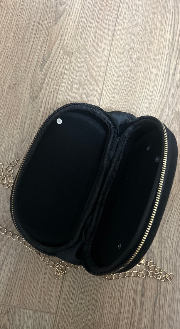 Zincir Detaylı Siyah Süet Yılan Desenli Çanta - Görsel 5