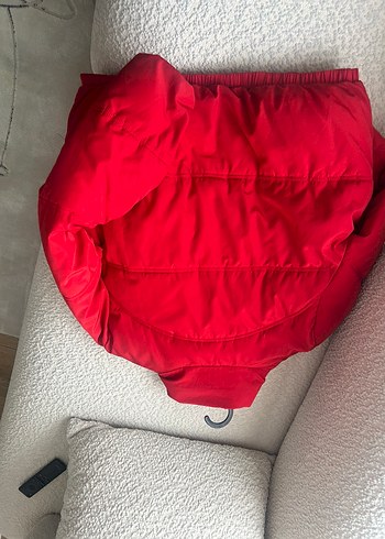 Parlak Kırmızı Fermuarlı Kadın Kışlık Ceket - Görsel 5