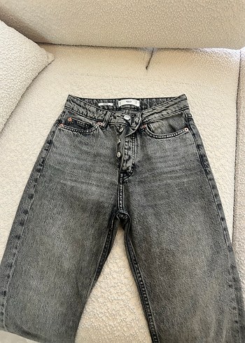 Gri Regular Fit Midi Denim Kadın Kot Pantolon - Görsel 5