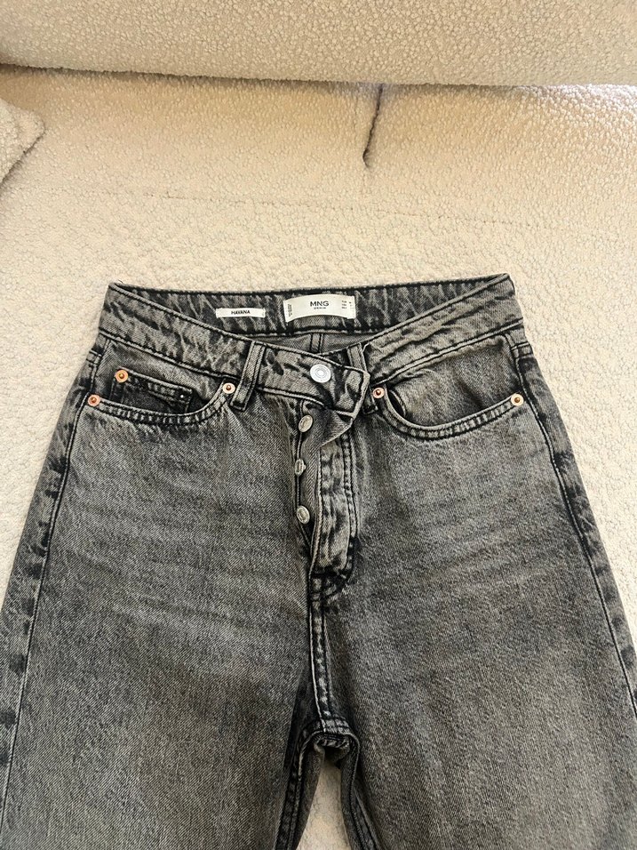 Gri Regular Fit Midi Denim Kadın Kot Pantolon - Görsel 4